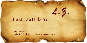 Lett Zoltán névjegykártya